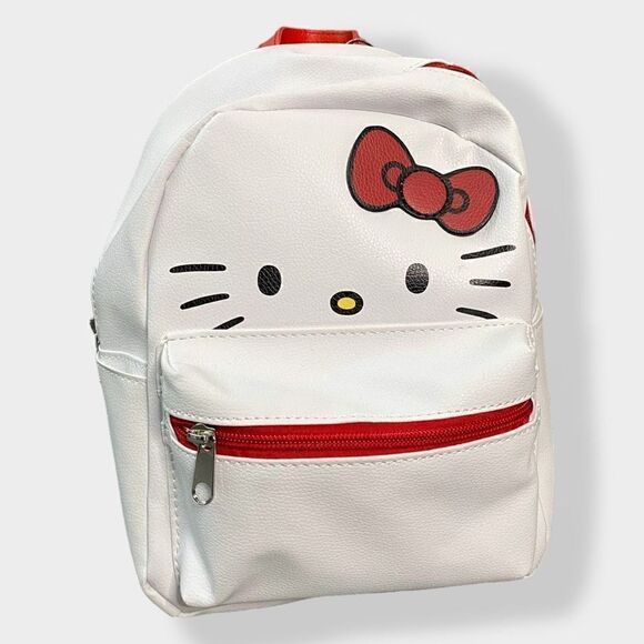 Hello Kitty Face Mini Backpack Faux Leather Sanrio Hard to Find New with Tags - Picture 5 of 8